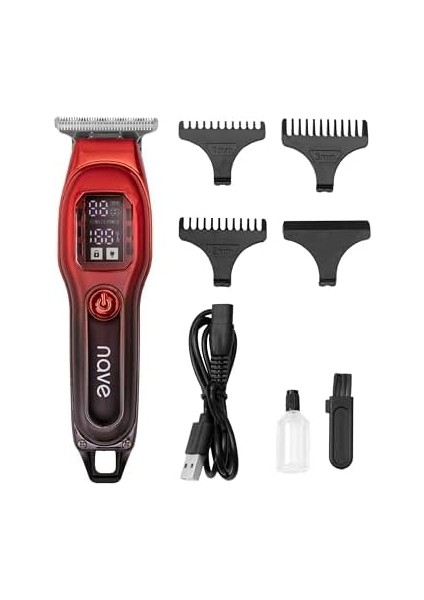Nave Erkekler Için Kablosuz Saç ve Sakal Kesme Makinesi, LED Göstergeli, Usb-C Şarj, 3 Kılavuz Tarak (1/2/3 Mm) 90 Dakika Çalışma Süresi