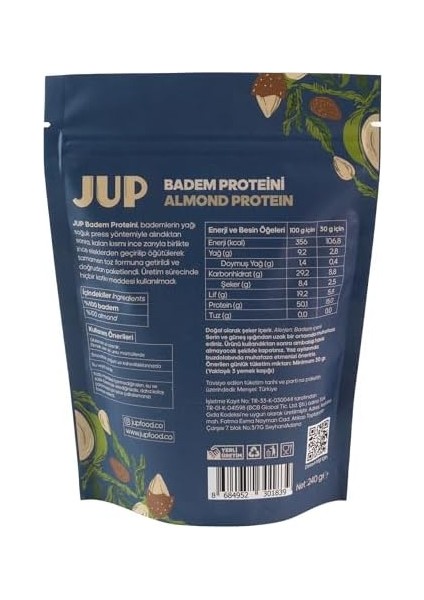 100% Badem Içerikli Bitkisel Protein Tozu/yüksek Proteinli Badem Unu 240GR100% Badem Içerikli Bitkisel Protein Tozu/yüksek Proteinli Badem Unu 240GR