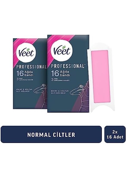 Veet Professional Bikini & Koltukaltı Sir Ağda Bandı, 32'li (16 x 2) fiyatları
