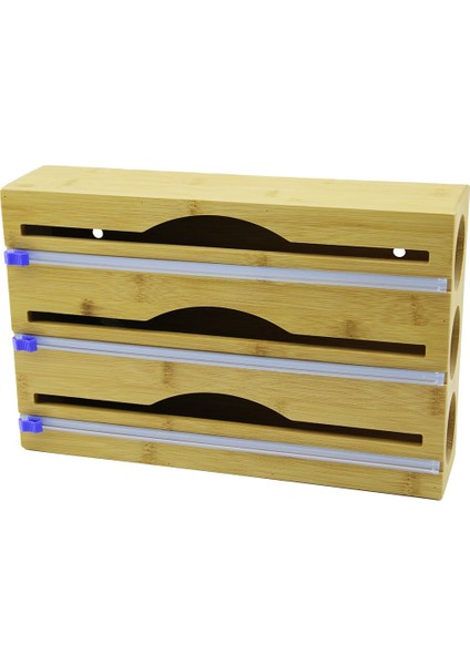 3ın1 Ahşap Bambu Streçlik Folyoluk Kesici Bıçak Kanallı 22X34CM (4940)