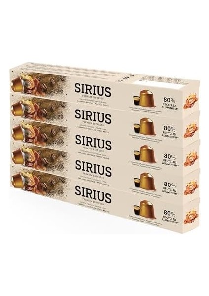 Sirius Premium Karamel Aromalı Kapsül Kahve 5'li Set (50 Adet)