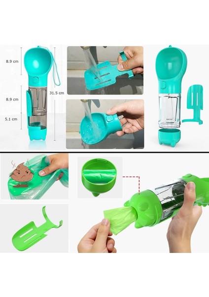 Taşınabilir Hazneli Mama Kaplı ,kaka Poşetli Kedi,köpek SULUĞU-300ML (4940) fırsatları