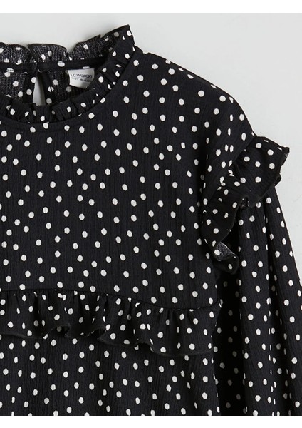 Lcw Kids Siyah Dik Yaka Puantiyeli Kız Çocuk Elbise fiyatları