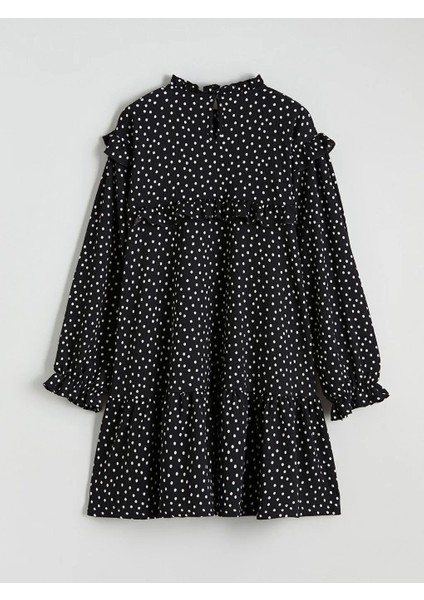 Lcw Kids Siyah Dik Yaka Puantiyeli Kız Çocuk Elbise modelleri