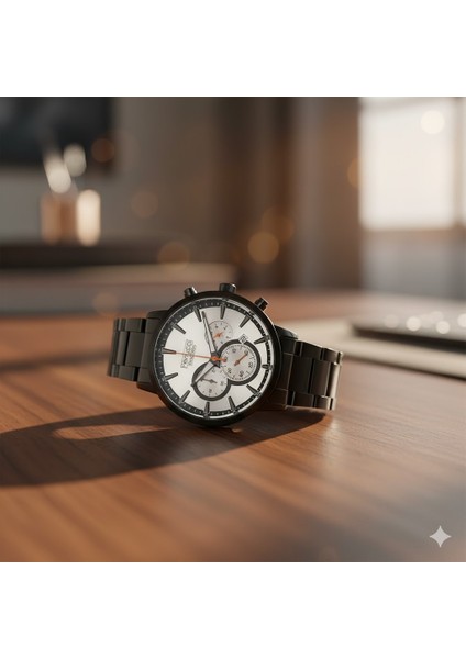 Erkek Kol Saati Siyah Renk, Gümüş Kadran - Şık Metal Kordon, 2 Yıl Garantili fiyatları