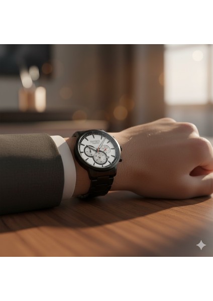 Erkek Kol Saati Siyah Renk, Gümüş Kadran - Şık Metal Kordon, 2 Yıl Garantili modelleri