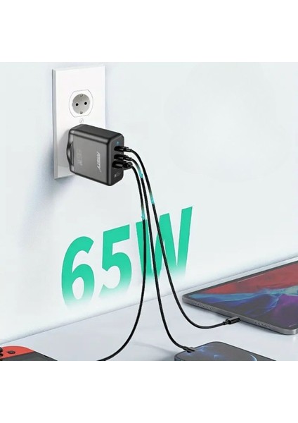 65W Hızlı Şarj Edebilen Type C Uçlu Şarj Aleti (4940) modelleri
