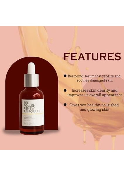 Mıssha Arı Poleni Içeren Yoğun Besleyici Nemlendirici Ampul 40ML Bee Pollen Renew Ampouler modelleri