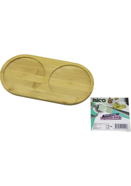 2 Bölmeli Oval Ahşap Bambu Yağdanlık Altlık Mini Tepsi 12 x 23.4 x 0.8cm (4940)