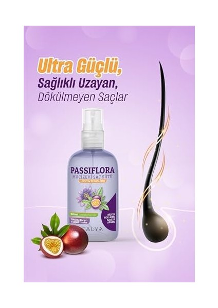 Talya Passiflora Mucizevi Saç Sütü 200 ml - Dökülme Karşıtı - Sağlıklı Saç Uzatma Etkili - Durulanmayan Saç Bakım Sütü - Kolay Tarama, Dolgunluk, Yumuşaklık - Bakımlı Saçlar - Tüm Saç Tiplerine Uygun