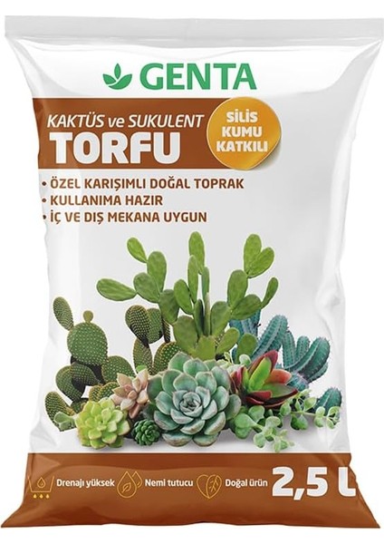 Genta Kaktüs Lithops ve Succulent Özel Karışım Toprağı 2,5 Lt