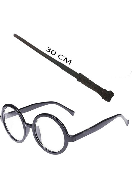 Harry Potter Asası 30 cm ve Siyah Çerçeveli Harry Potter Gözlüğü Seti (4940)