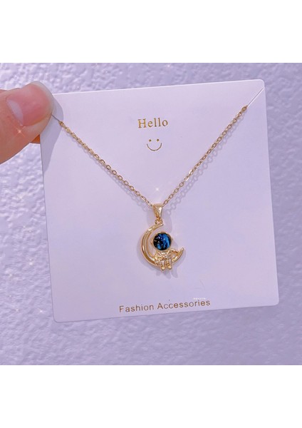 Yeni Bakır Kaplama Gerçek Altın Australopithecine Sıcaklığa Duyarlı Güneş Ay Kolye Mikro Set Zirkonya Titanyum Çelik Kolye (Yurt Dışından)