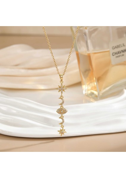 Yeni Işık Lüks Moda Yıldız Gezegen Şekli Tasarım Kolye Kadın Titanyum Çelik Köprücük Kemiği Zinciri Kozmik Yıldız Nehir Kolye Mücevher (Yurt Dışından)