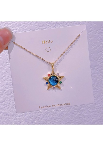 Yeni Bakır Kaplama Gerçek Altın Australopithecine Sıcaklığa Duyarlı Güneş Ay Kolye Mikro Set Zirkonya Titanyum Çelik Kolye (Yurt Dışından)