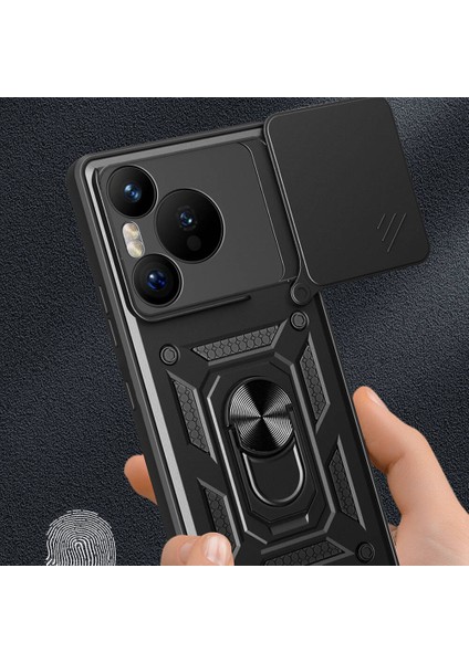 Huaweii Pura 70 5g Kılıf Magnetik Standlı Kamera Korumalı Sürgülü Kapak fiyatları