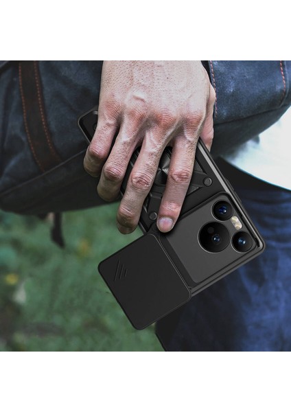 Huaweii Pura 70 5g Kılıf Magnetik Standlı Kamera Korumalı Sürgülü Kapak