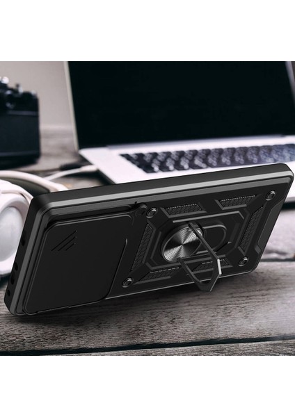 Huaweii Pura 70 5g Kılıf Magnetik Standlı Kamera Korumalı Sürgülü Kapak