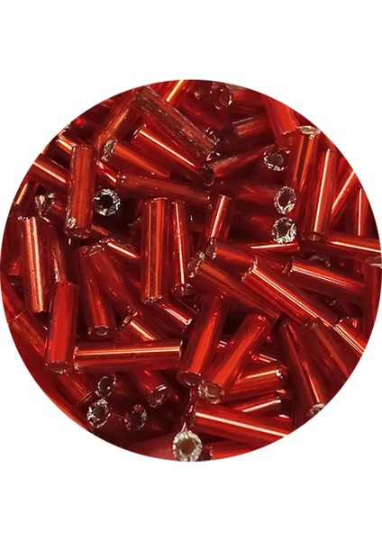 Uzun Boru Kesme Boncuk Çap 2mm Uzunluk 10 mm - 60 Gram - Şeffaf Kırmızı - BNC299 fiyatları