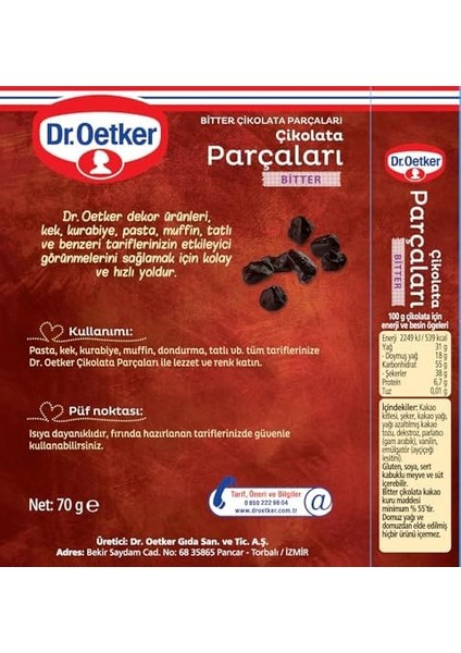 Dr. Oetker 70G Bitter - Çikolata Parçaları (Dekor)