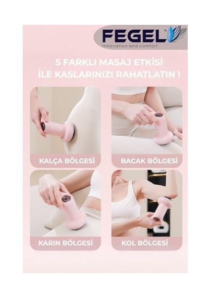 Fegel FG-720 Shiatsu 5 Başlıklı Masaj Aleti,6 Hız Kademeli, Yağ Yakımını Destekleyen Masaj Aleti (Siyah) fiyatları