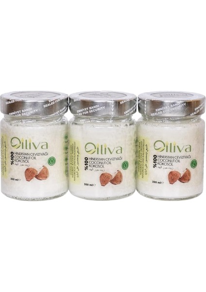 Oiliva Soğuk Sıkım Hindistan Cevizi Yağı 3 x 300ML |%100 Doğal & Saf | Katkısız | Cam Şişede fiyatları