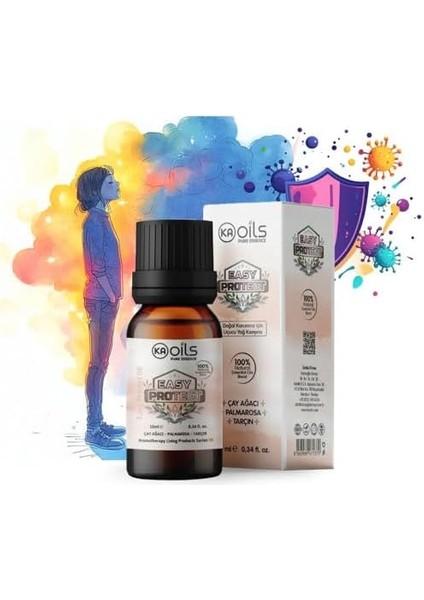 Kaoils Easy Protect Uçucu Yağ Karışımı 10 ml – Kış Boyu Akar, Mikrop ve Bakterilere Karşı Temiz ve Ferah Hava | Difüzör ve Buhurdanlık Için | Çay Ağacı, Palmarosa, Tarçın ile Bitkisel Koruma