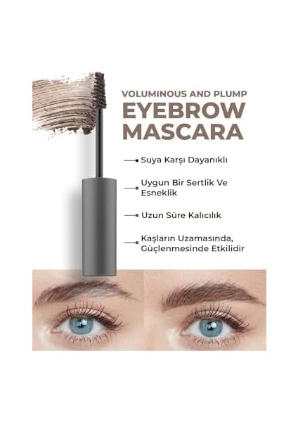 Alıx Avıen Suya Dayanıklı Kalıcı Etki Yoğun Pigmentli Kahverengi Kaş Sabitleyici Maskara - Eyebrow Mascara 801