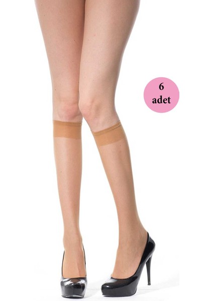 6 Adet İnce Dizaltı Çorap 20 denye 57 Ten modelleri