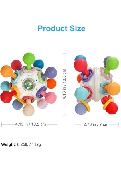 Circle Toys Bebek Montessori Duyusal Diş Kaşıyıcı Top – Motor Becerileri Gelişim Oyuncağı - Çok Renkli