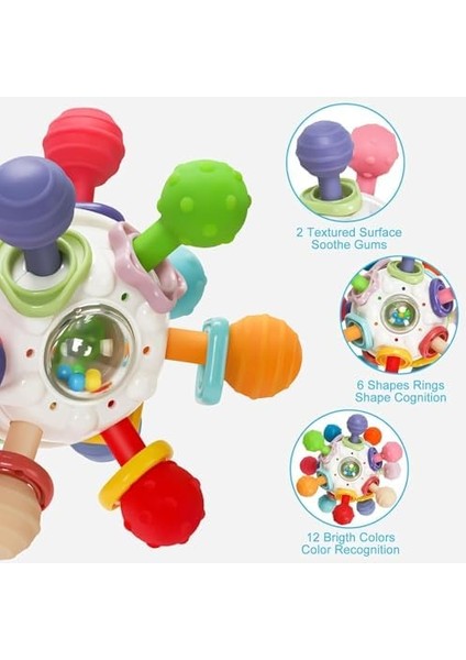Circle Toys Bebek Montessori Duyusal Diş Kaşıyıcı Top – Motor Becerileri Gelişim Oyuncağı - Çok Renkli modelleri