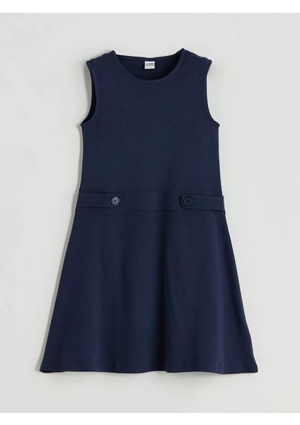 Lcw Kids Lacivert Bisiklet Yaka Kız Çocuk Elbise