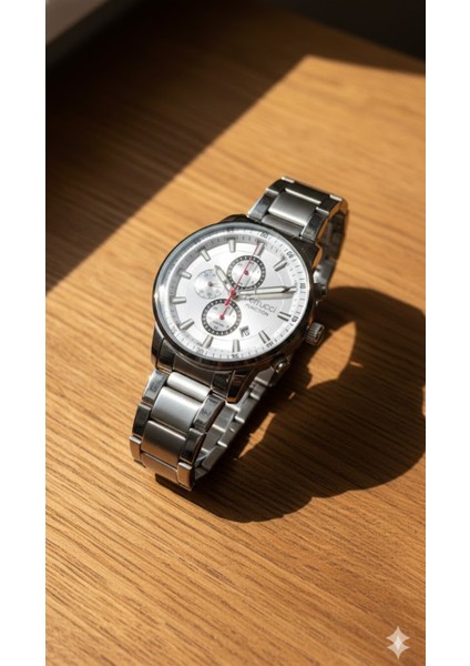 Erkek Kol Saati Gümüş Renk, Metalik Kadran - Şık Metal Kordon, 2 Yıl Garantili fiyatları