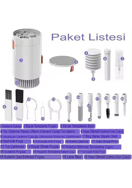 20 In 1 Klavye Temizleme Kiti, Bilgisayar, Kamera,laptop, Klavye, Kulaklık Temizlik Seti, 20'si 1 Arada Ergonomik Klavye ve Kulaklık Temizleme Seti, Airpods 1/2/3 Pro Için Pratik Detay Temizliği, modelleri