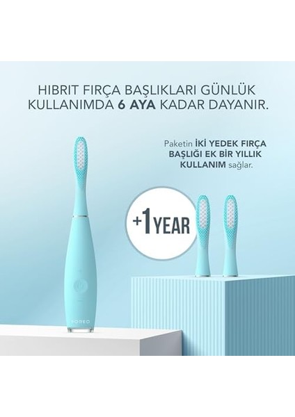 Foreo Total Care Issa 3 Seti - Ultra-Hijyenik 4’ü 1 Arada Silikon Sonik Elektrikli Diş Fırçası + 2 Issa Hybrid Wave Fırça Başlığı - Beyaz Dişler, Temiz Diş Etleri, Yanaklar ve Dil, Yumuşak Fırça