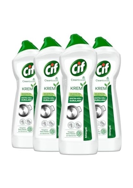 Cif Krem Yeni Nesil Yüzey Temizleyici Amonyak 750 ml X4