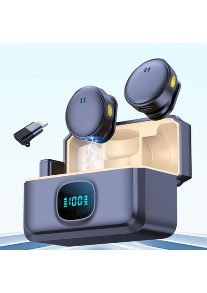 Mıknatıslı Kablosuz Yaka Mikrofonu Çift Mikrofon 16 ile Uyumlu Type-C/lightning Portlu Telefon Pc Tablet Video Kayıt Röportaj Canlı Yayın Vlog Kablosuz Mikrofon 985