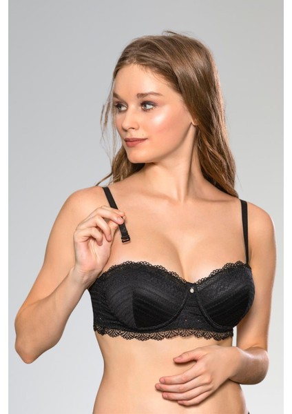 Siyah Straplez Sütyen Slip Külot Takım fiyatları