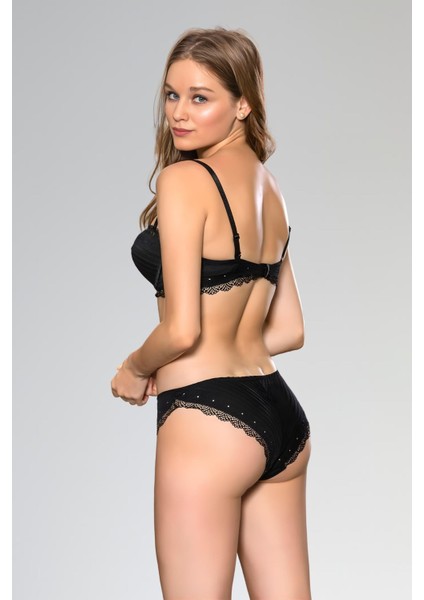 Siyah Straplez Sütyen Slip Külot Takım modelleri