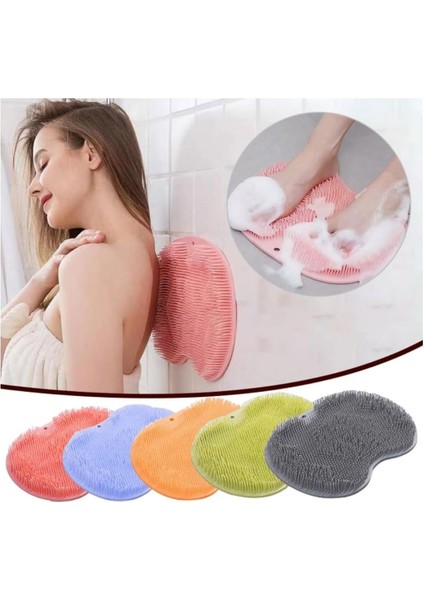 A1 Çok Kullanışlı Vantuzlu Banyo Fırçası ve Masaj Pedi, Banyo Sırt ve Ayak Masaj Pedi (Pembe) modelleri