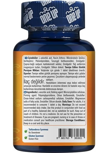 One Up C Vitamini 1000 Mg 60 Tablet Aromasız Renkli