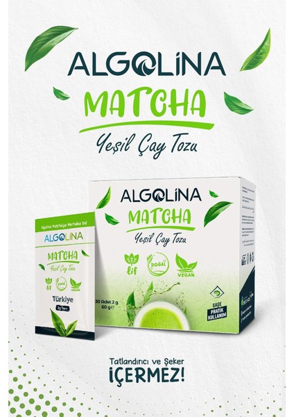 Algolina Matcha Çayı 30'lu Saşe (60 Gr) - Katkısız Maça Tozu