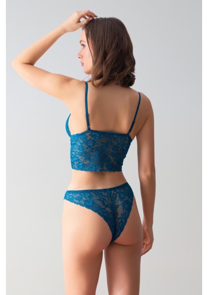 Petrol Mavisi Yarı Destekli Bralet ve Külot Takım fiyatları