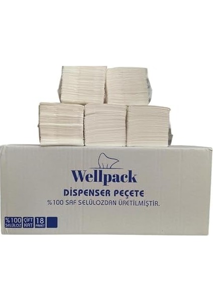 Wellpack Dispenser PEÇETE,%100 Saf Selüloz, 18 Paket, Çift Katlı