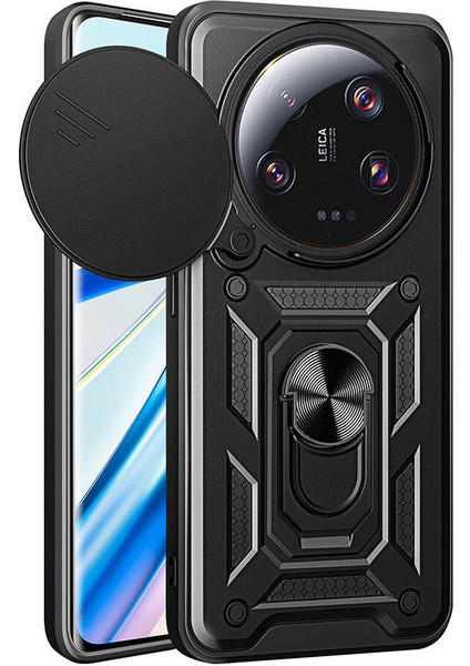 Xiaomi Mi 13 Ultra Kılıf Magnetik Standlı Kamera Korumalı Sürgülü Kapak