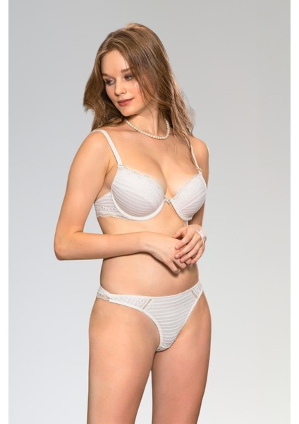 Ekru Destekli Sütyen Külot Takım