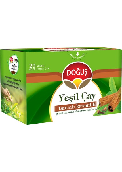 Doğuş Yeşil Çay, Tarçınlı-Karanfilli, 12'li Paket (12 x 20 Adet)