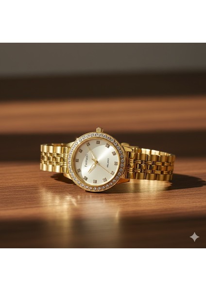 Kadın Kol Saati Altın Renk, Beyaz Kadran - Şık Metal Kordon, 2 Yıl Garantili fiyatları