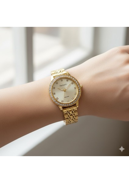 Kadın Kol Saati Altın Renk, Beyaz Kadran - Şık Metal Kordon, 2 Yıl Garantili modelleri