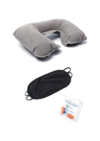 Buffer Üçlü Seyahat Seti Boyun Tipi Ortopedik Şişme Yastık + Kaymayan Göz Bandı + Kulak Tıkacı modelleri